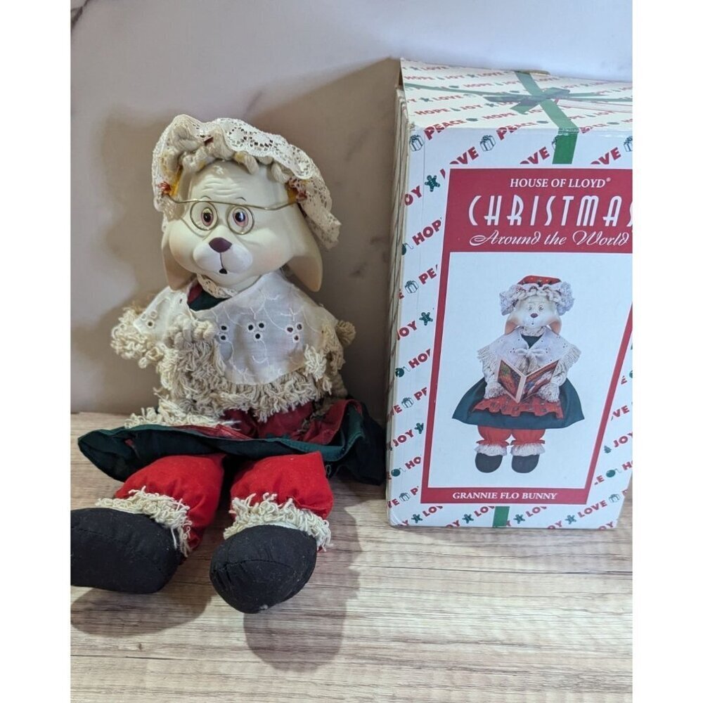 House Of Lloyd‎ Christmas Around The World Grannie Flo Bunny Shelf Sitter Doll